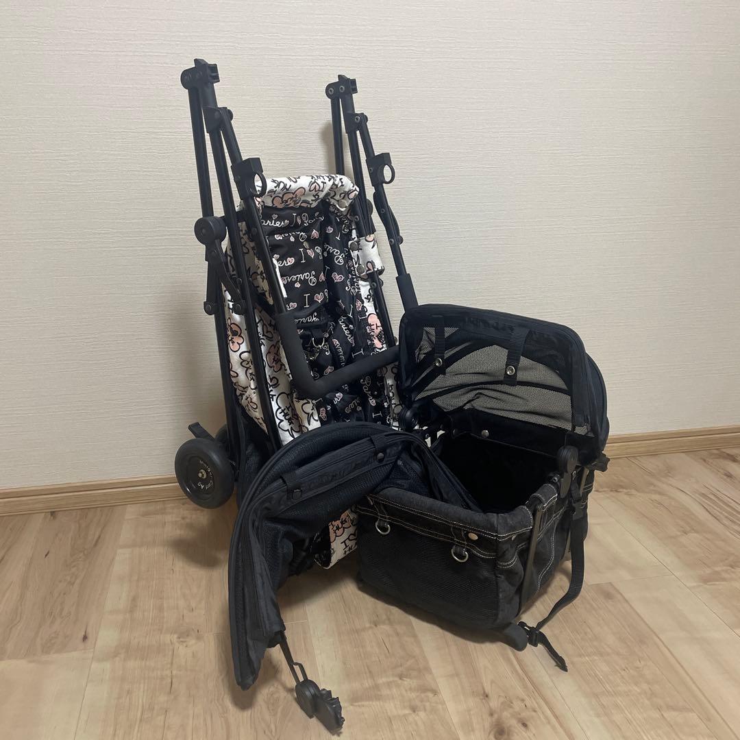 マザーカート2段式モノクロキャラクター柄 ペットカート