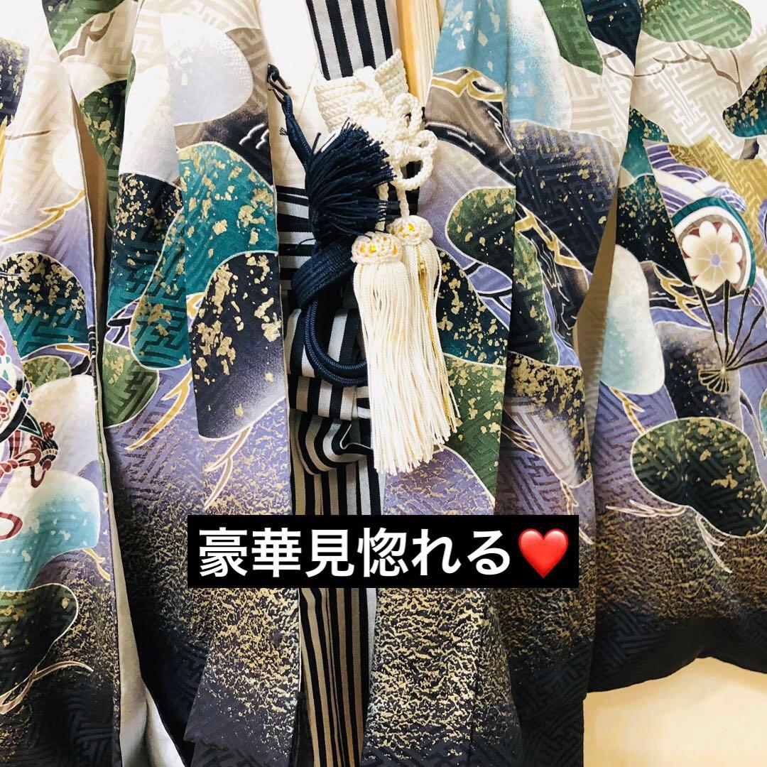 七五三五歳‼️正絹完全️フルセット‼️白地貴重豪華絢爛金彩金箔鷹、兜❤️お家からはなし