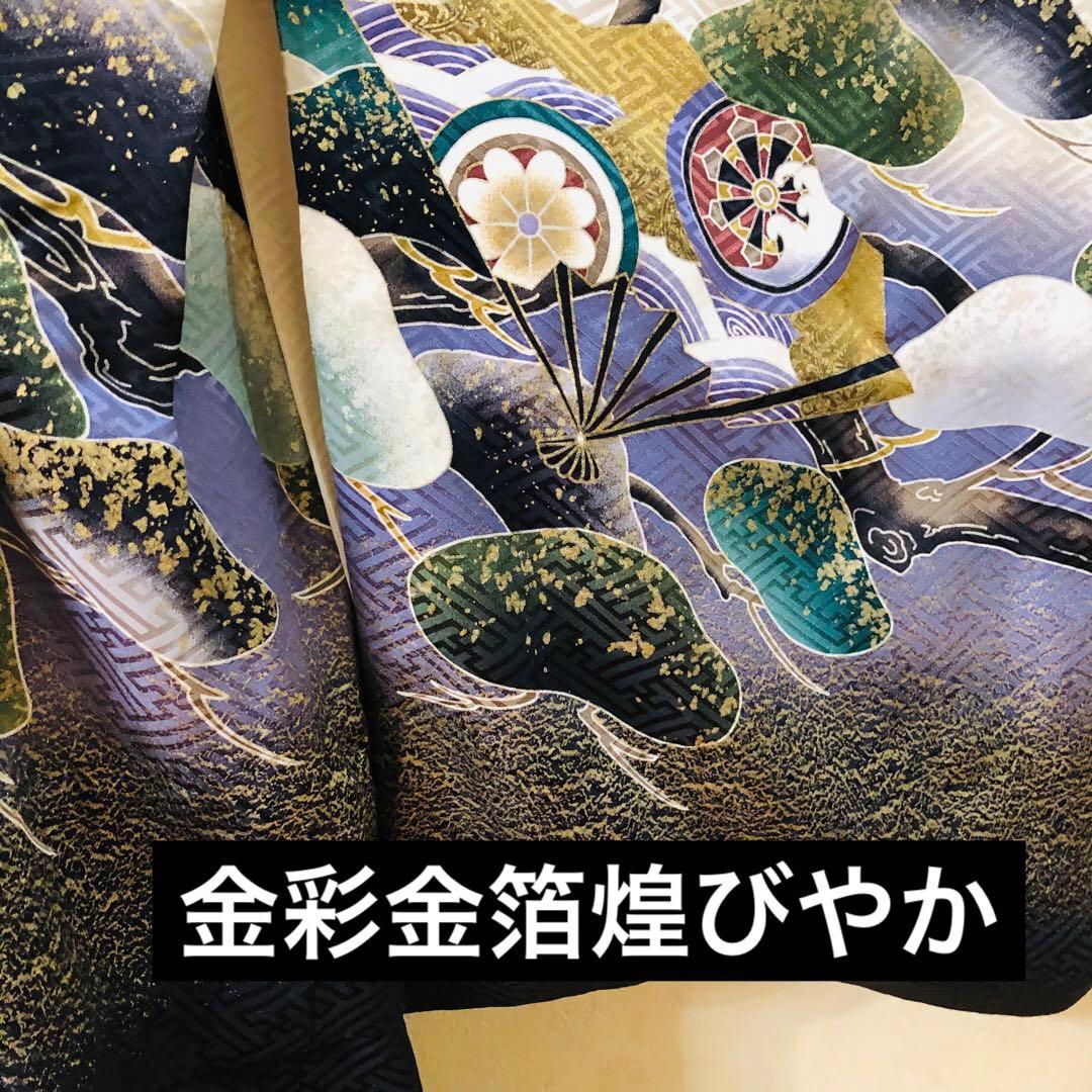 七五三五歳‼️正絹完全️フルセット‼️白地貴重豪華絢爛金彩金箔鷹、兜❤️お家からはなし