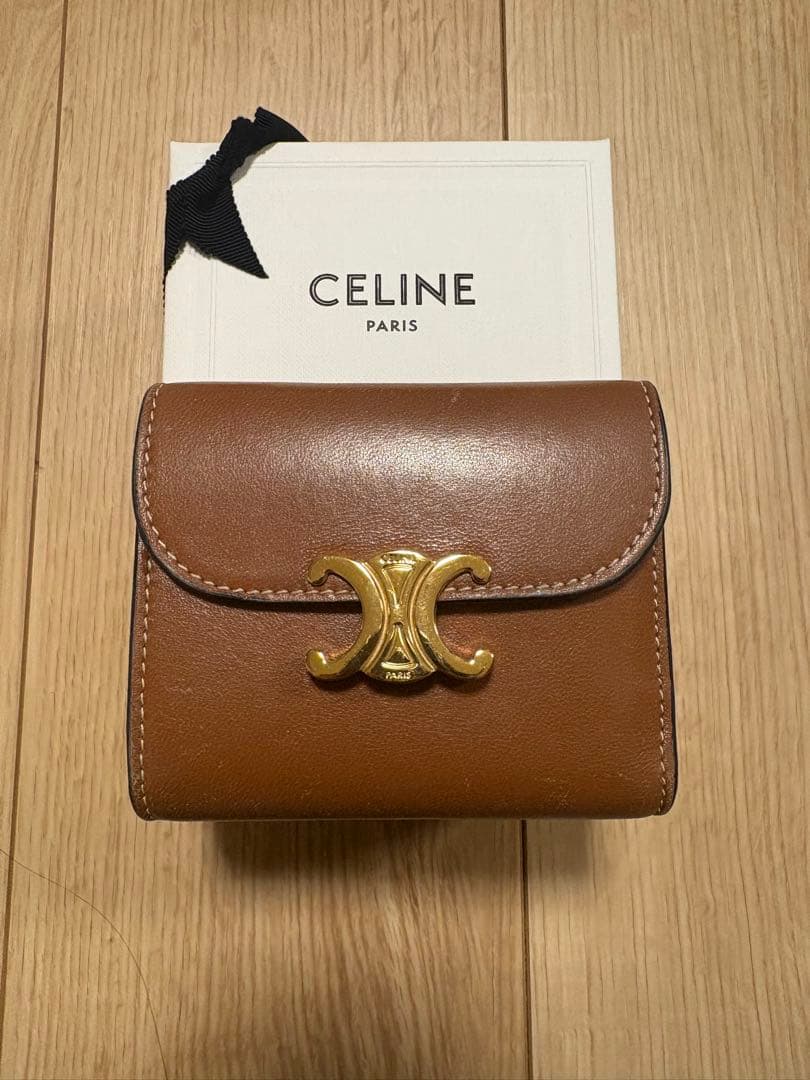 CELINE トリオンフ スモールフラップウォレット 三つ折り ブラウン