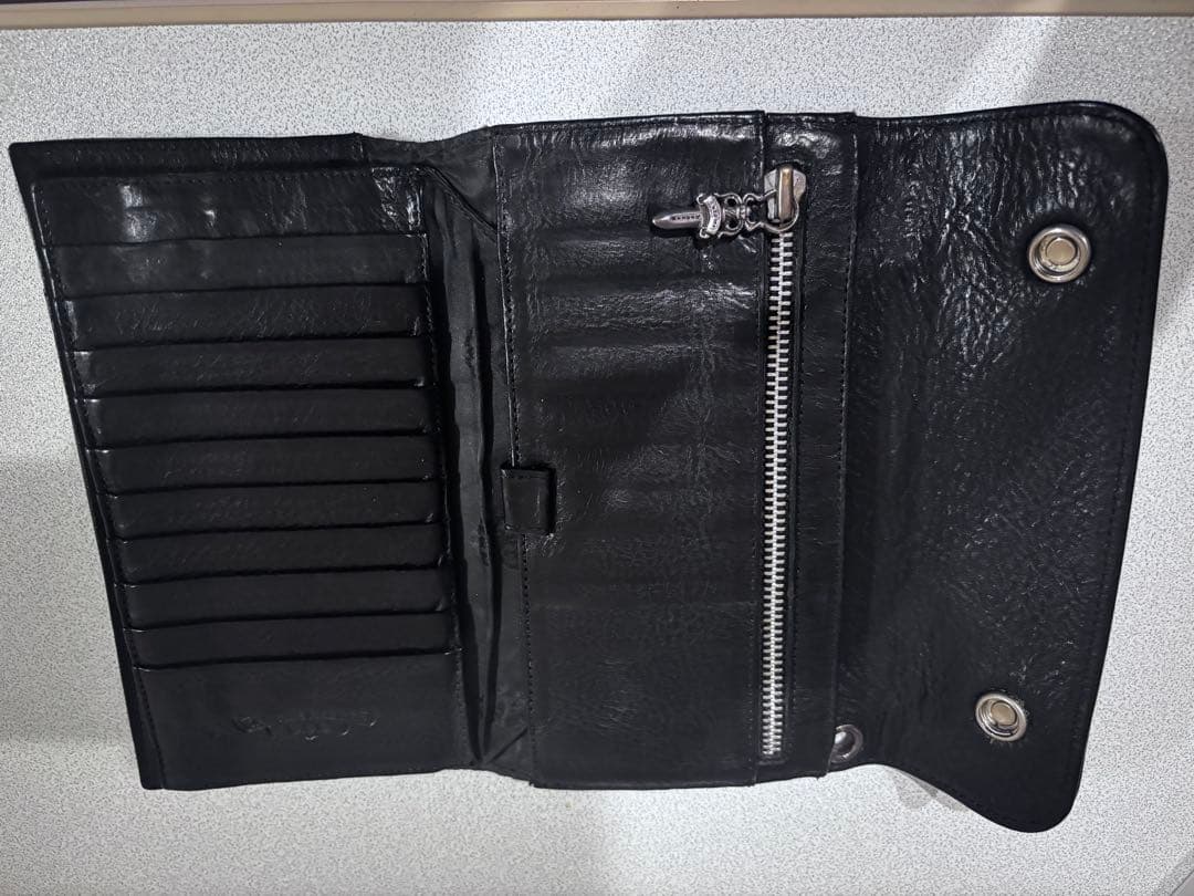レザー製 黒 長財布 カードポケット8