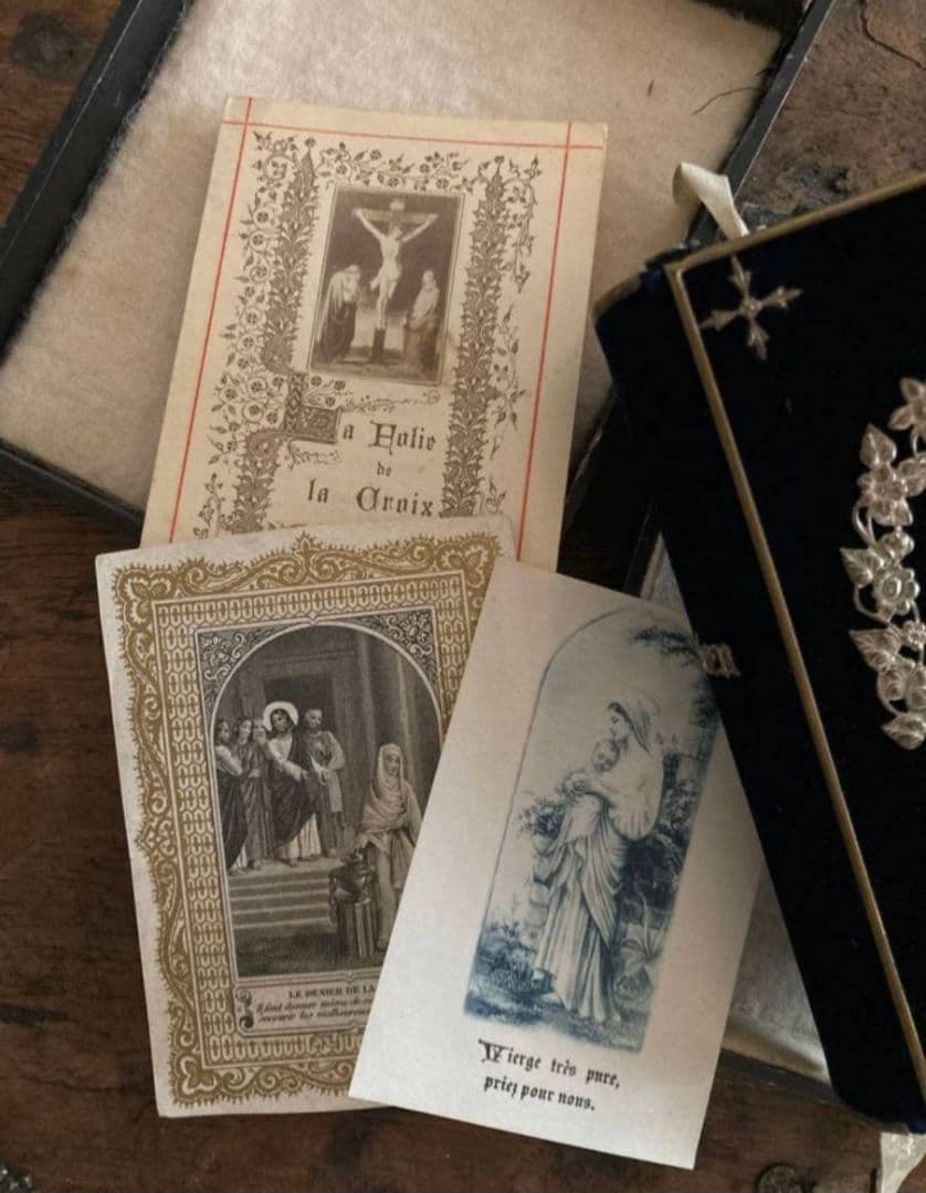 フランス アンティーク モノグラム 聖書 祈祷書 装飾 古書 ヴィンテージ 希少