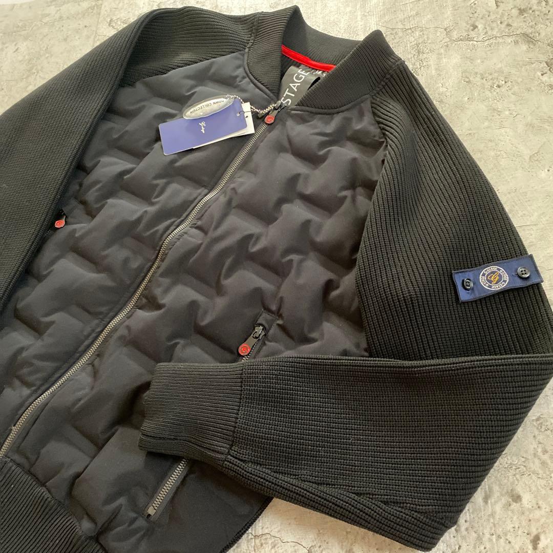 新品未使用ジーステージ ダウンジャケット ニット切替 メンズ 黒系G-STAGE