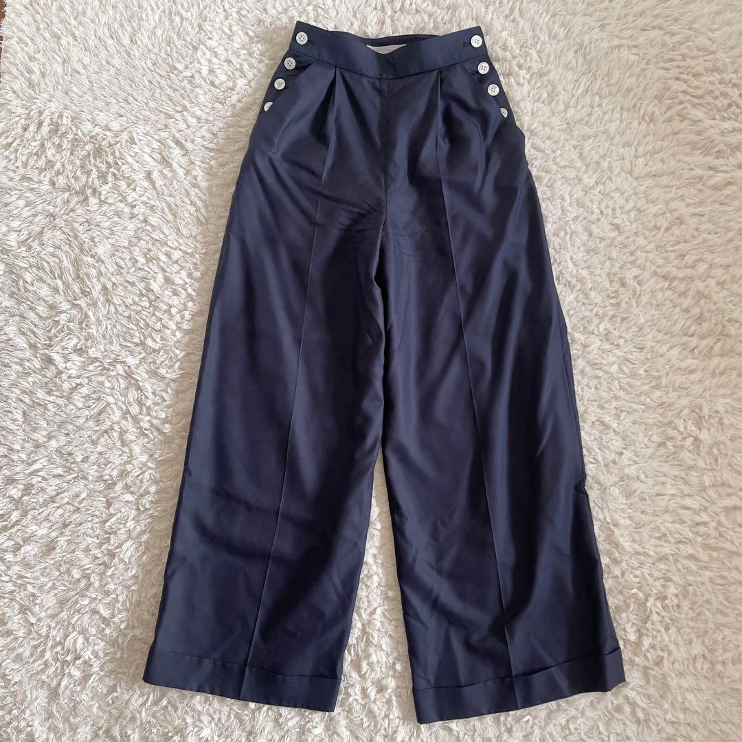 ペリーエリス　ヴィンテージ　紺　ネイビー オーバーサイズ　シルク　パンツスーツ