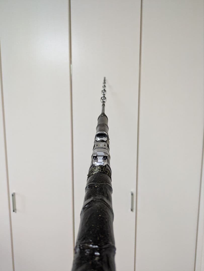 伊勢海老竿　穴釣り　テトラ釣り　布袋竹　和紙　ハンドメイド　ブラック