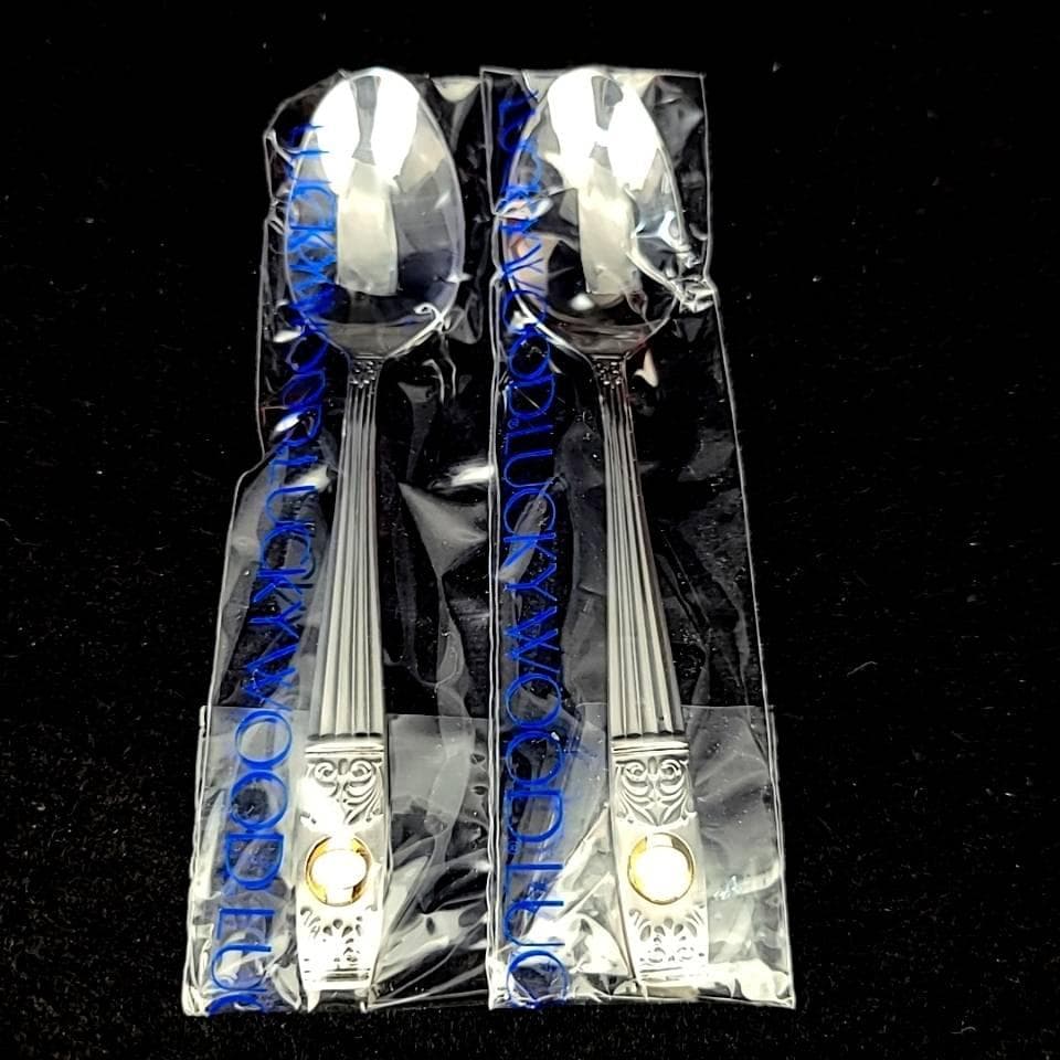 /未使用/ラッキーウッド　カトラリー　洋白銀器　スプーン　14本　箱つき