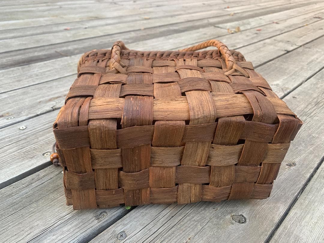 山葡萄 山葡萄籠バッグ 網代編み 手作り 籠 手提げ 内布付き