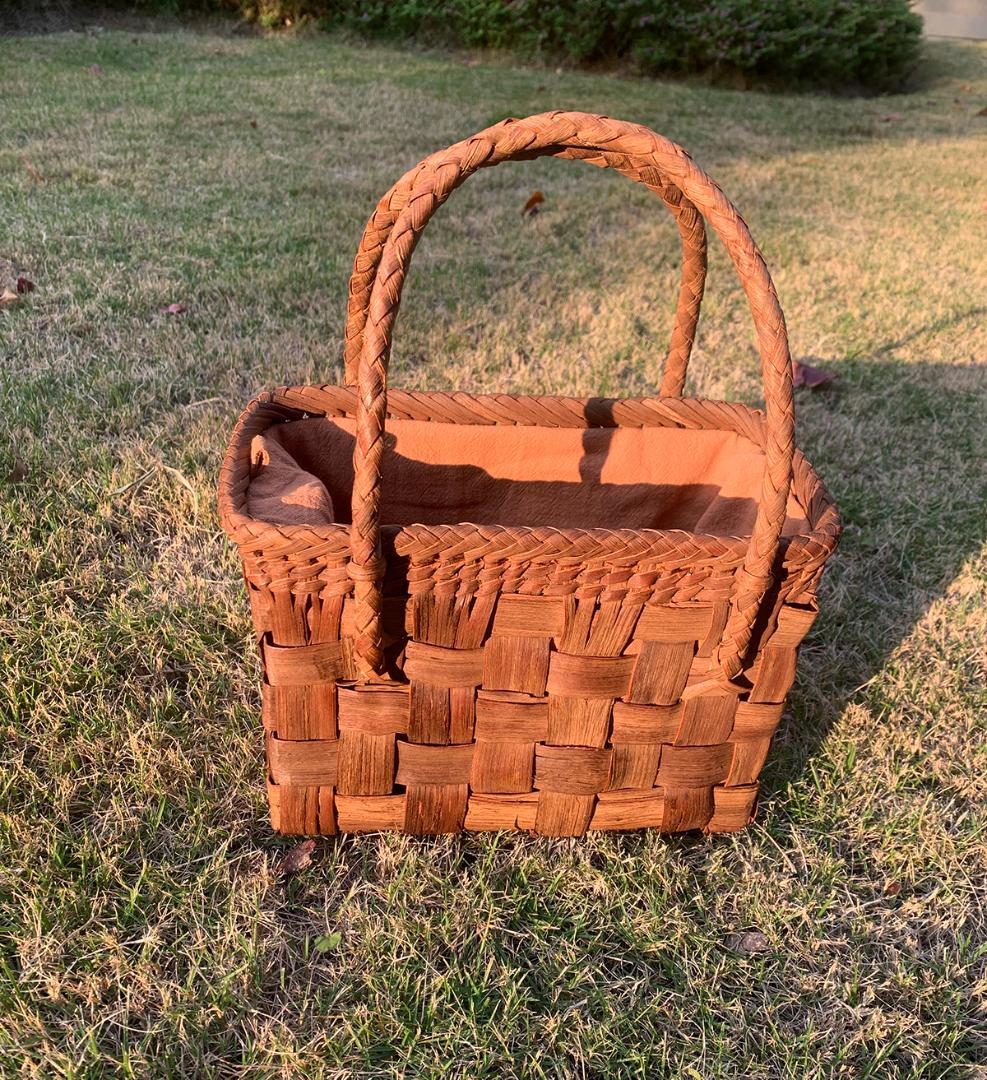 山葡萄 山葡萄籠バッグ 網代編み 手作り 籠 手提げ 内布付き