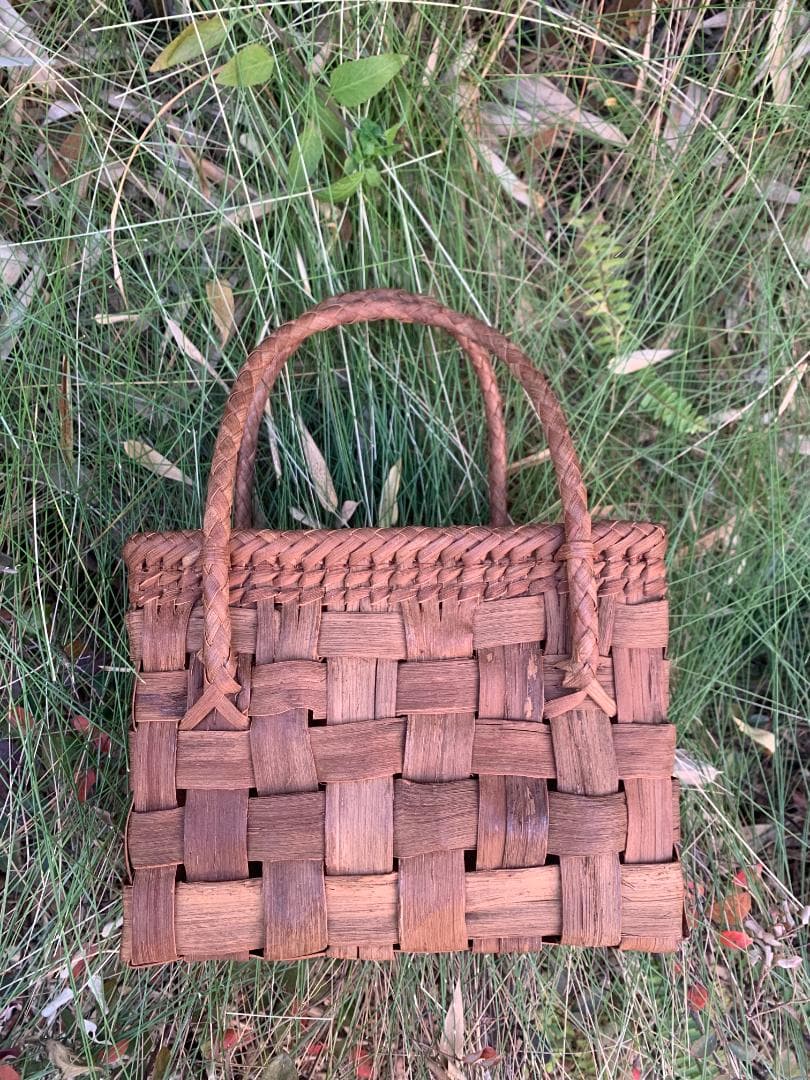 山葡萄 山葡萄籠バッグ 網代編み 手作り 籠 手提げ 内布付き