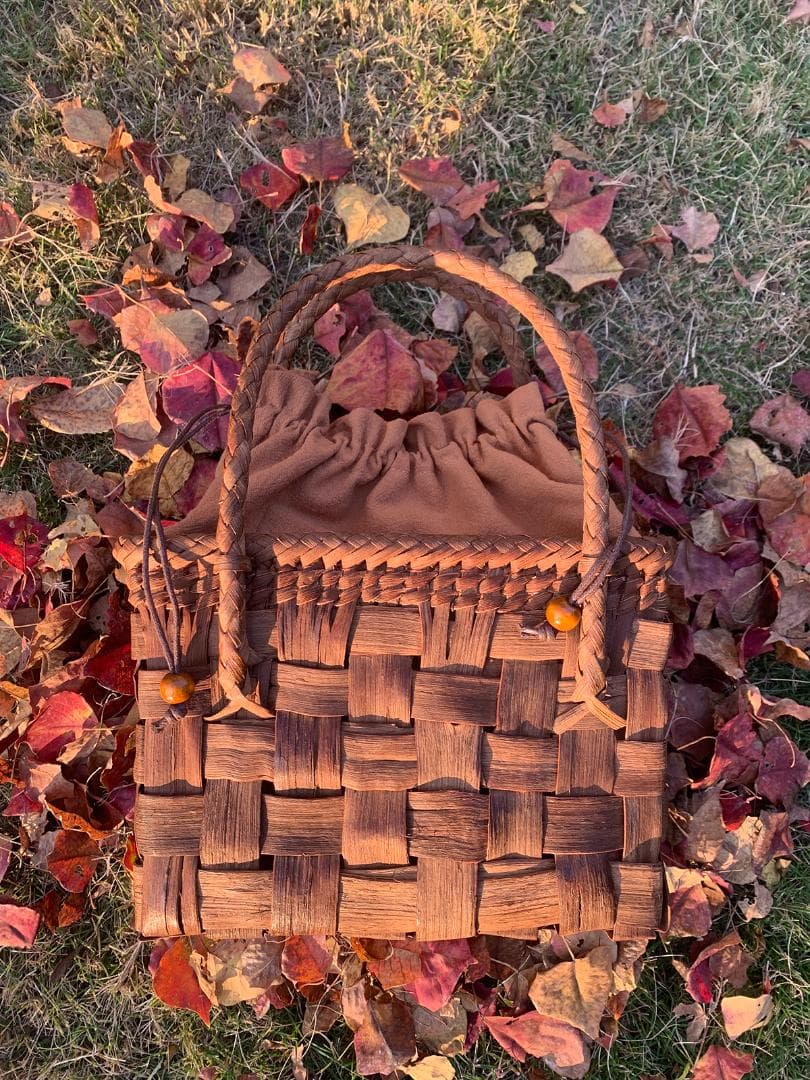 山葡萄 山葡萄籠バッグ 網代編み 手作り 籠 手提げ 内布付き