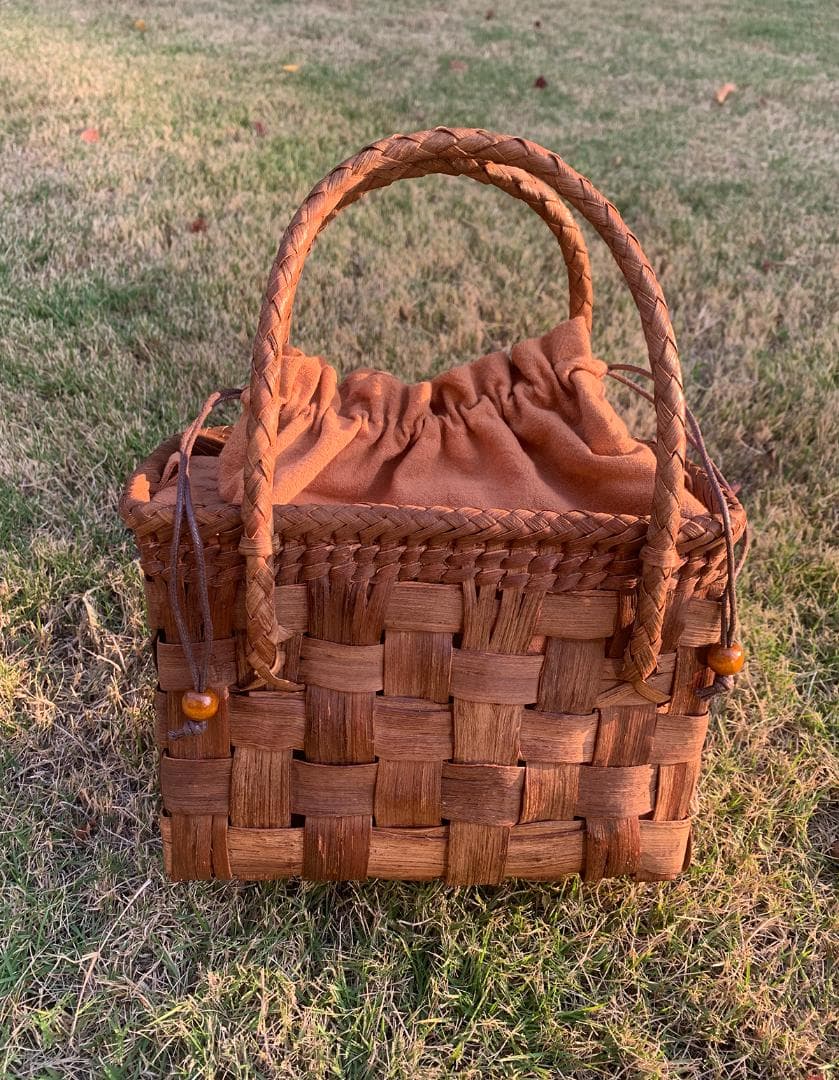 山葡萄 山葡萄籠バッグ 網代編み 手作り 籠 手提げ 内布付き