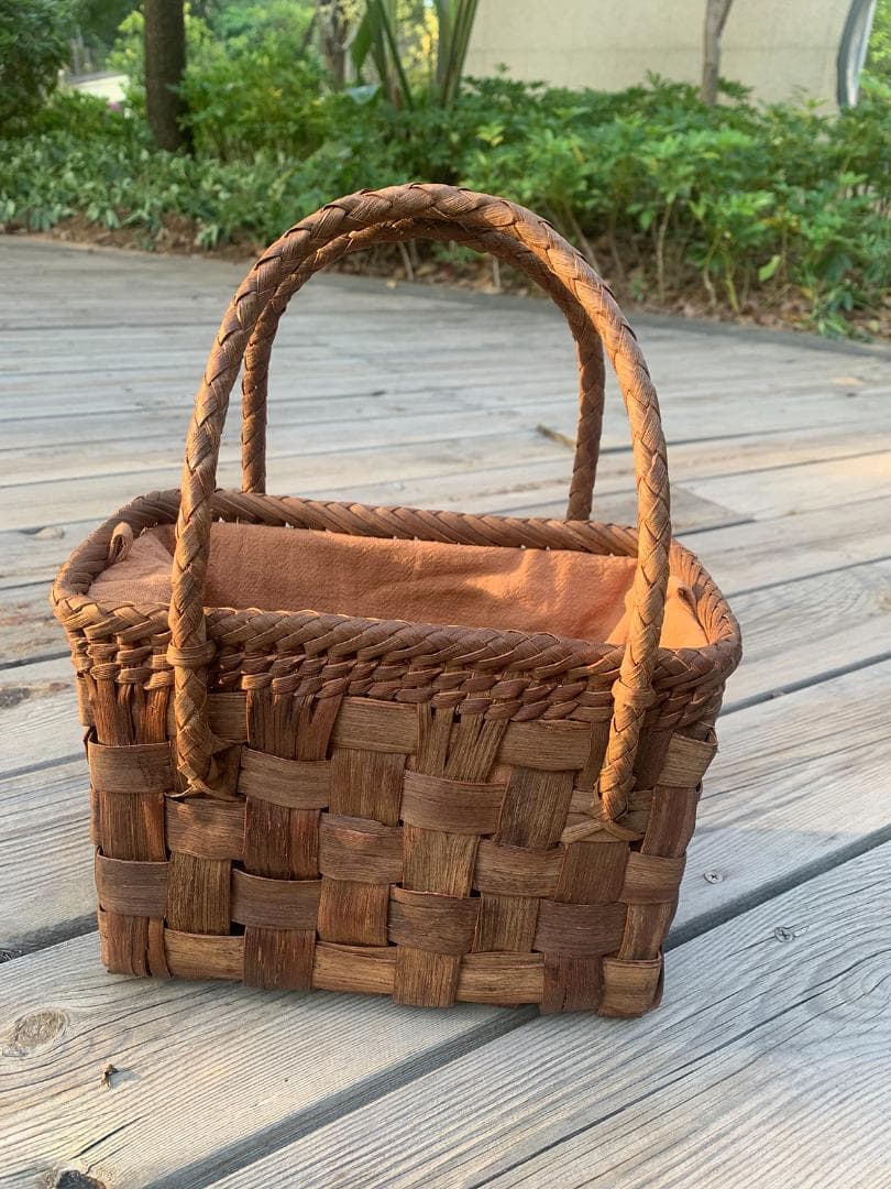 山葡萄 山葡萄籠バッグ 網代編み 手作り 籠 手提げ 内布付き