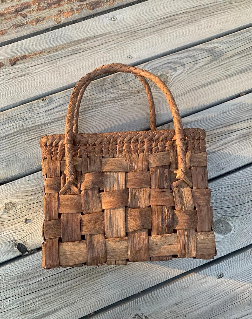 山葡萄 山葡萄籠バッグ 網代編み 手作り 籠 手提げ 内布付き