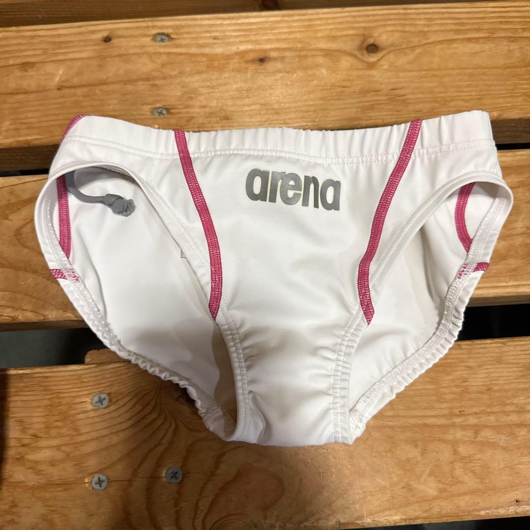 arena ホワイト競泳水着 ピンクストライプ