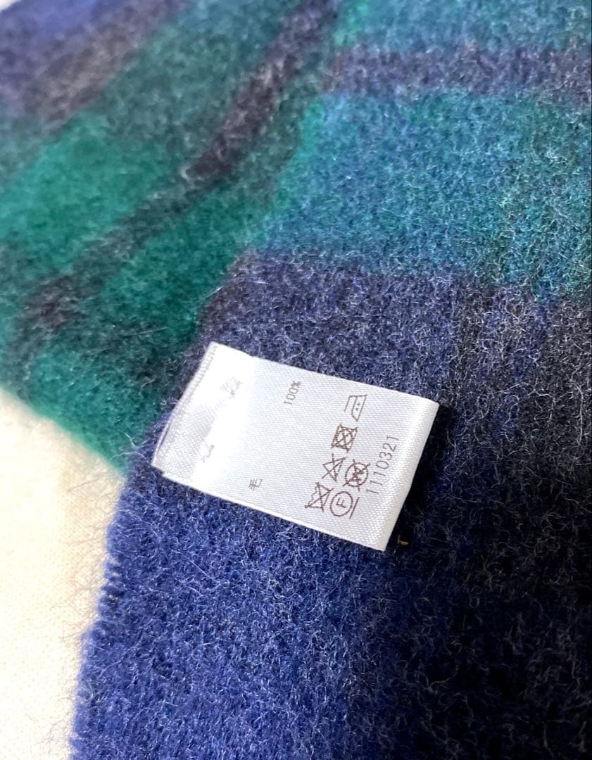 未使用級】IL BISONTE イルビゾンテ ロゴ ウール100% マフラー 緑