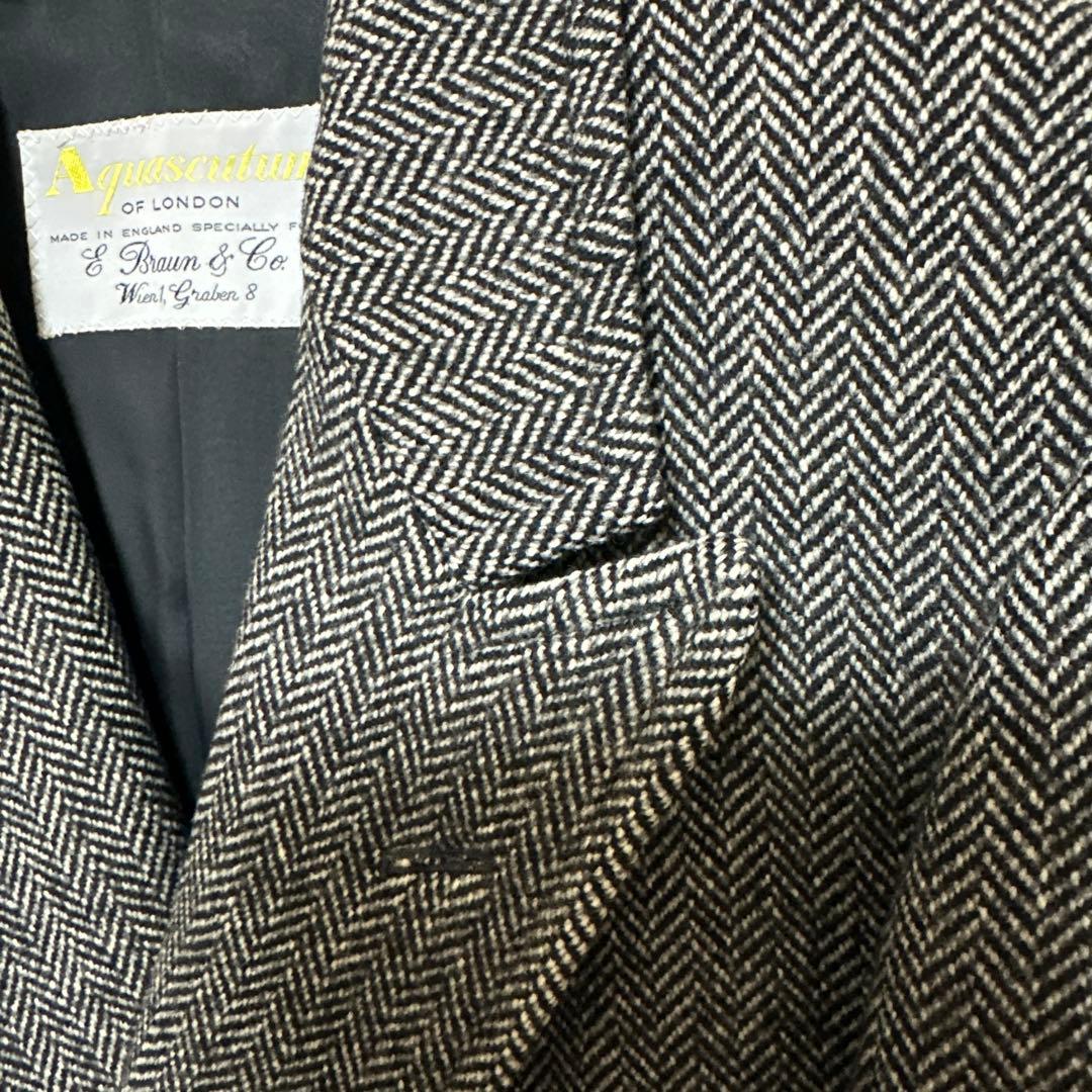 Aquascutum★ダブルブレスト チェスターコート★ヘリンボーン★Lサイズ