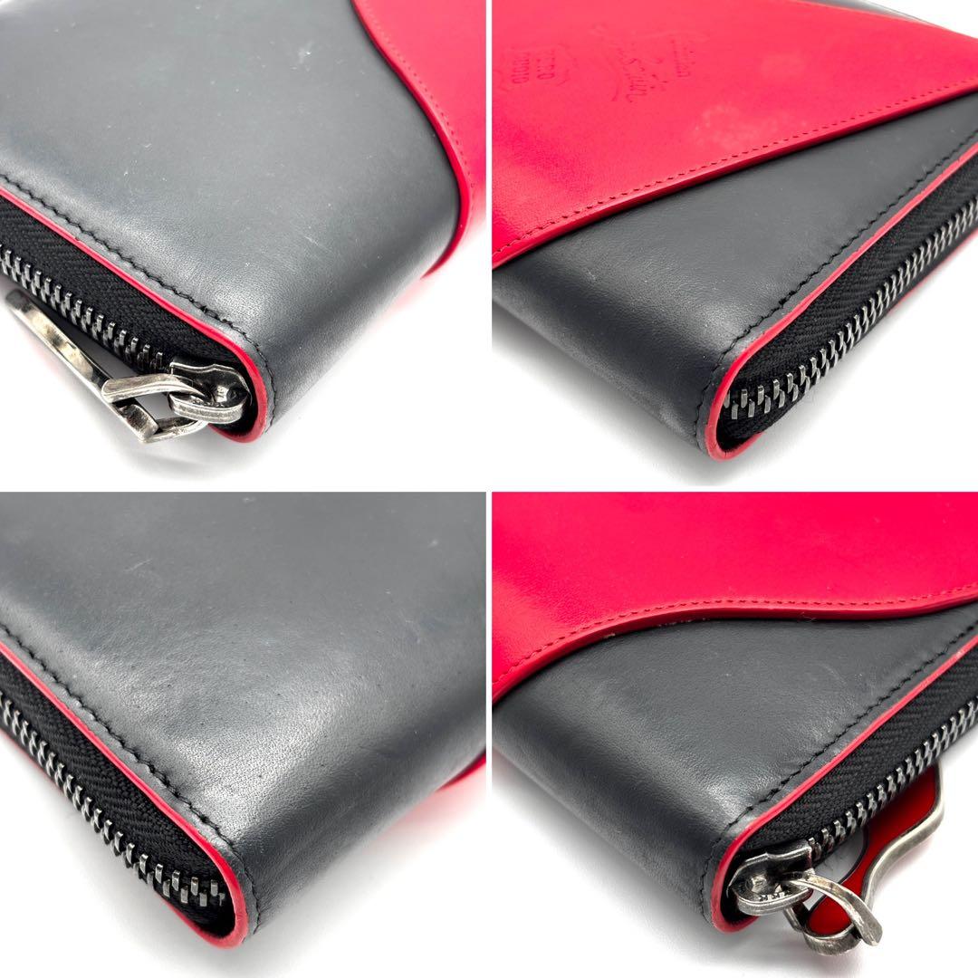 激レア・美品 クリスチャンルブタン パネトーネ 長財布 ロゴ レザー 赤 黒