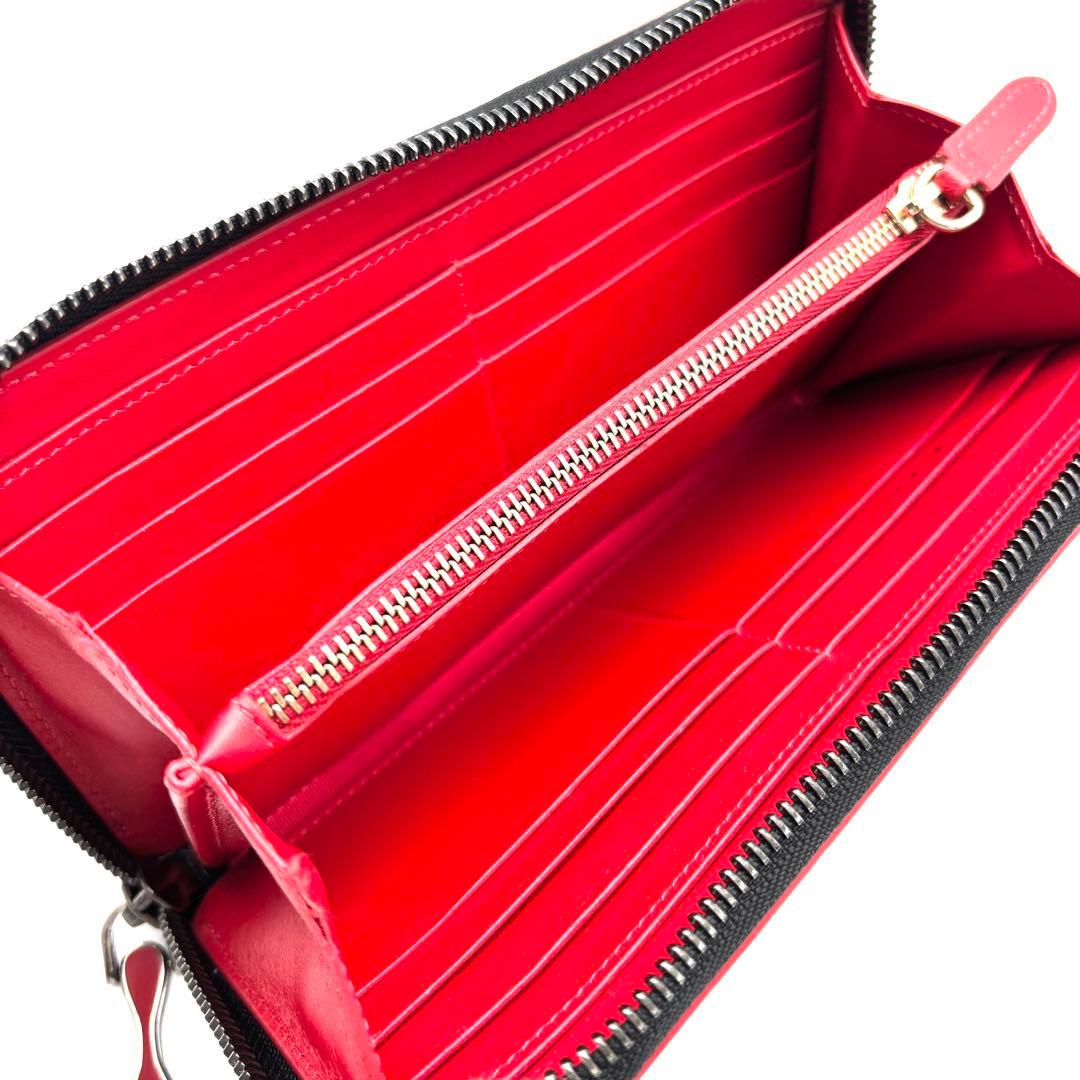 激レア・美品 クリスチャンルブタン パネトーネ 長財布 ロゴ レザー 赤 黒