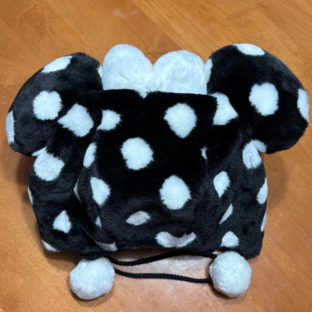 ディズニー　ファンキャップ　ミニー　ドット 水玉柄 黒