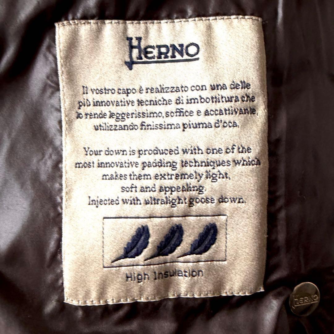 人気 ヘルノ HERNO フードファー＆ベルト付き ロングダウンコート ブラウン