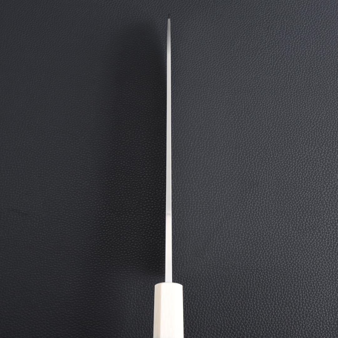 8937 三徳包丁 7寸 刺身包丁 両刃 万能包丁 人工象牙黒三本巻八角柄