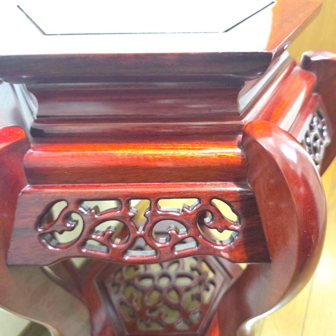 107【アンティーク】花梨 李朝様式 花台 盆栽卓 高卓 飾り台 猫足【匿名配送