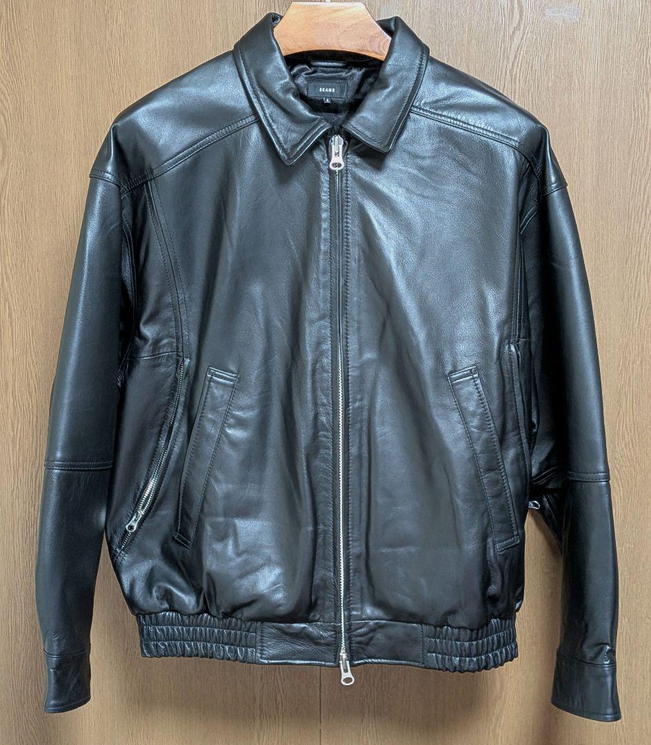 ビームス　ワイドフィット 4ポケット レザー ブルゾン　S