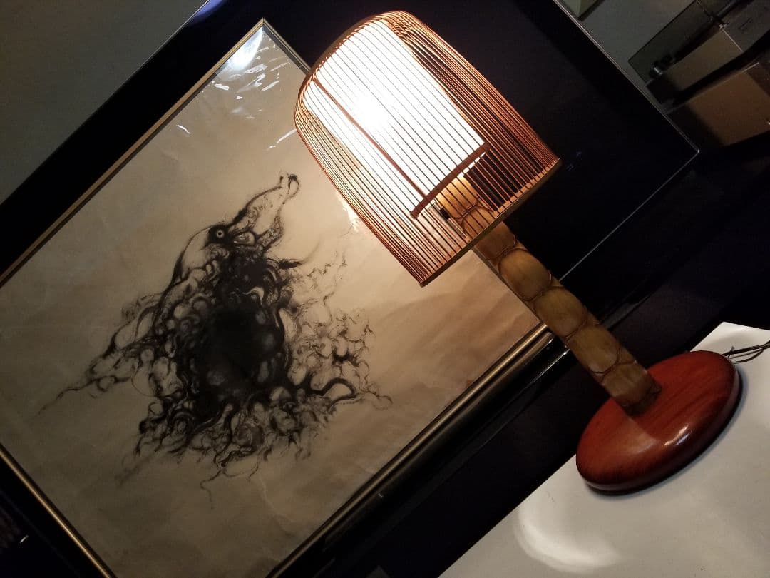 希少　指物　民藝　駿河　竹千筋細工　miyabi andon　スタンド　ランプ