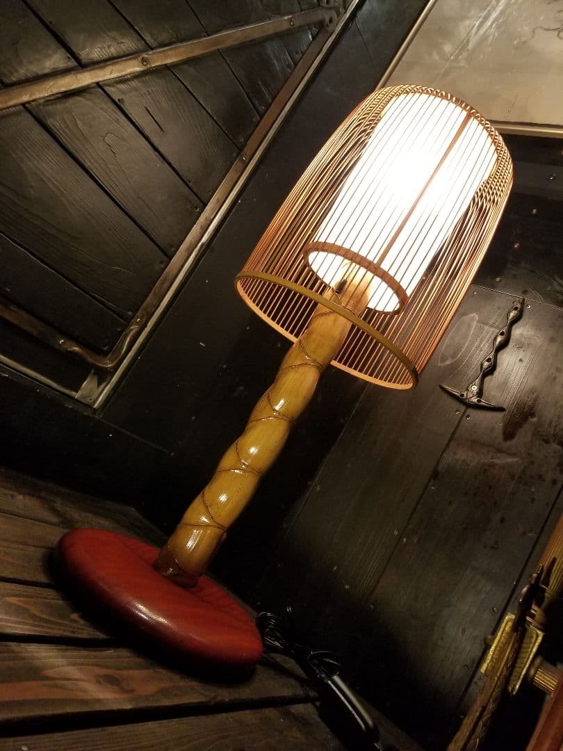 希少　指物　民藝　駿河　竹千筋細工　miyabi andon　スタンド　ランプ