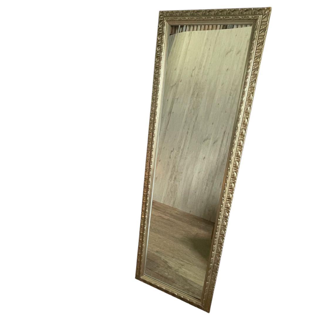 全身鏡 アンティークミラー シャンパンゴールド 姿見 スタンドミラー 大型鏡