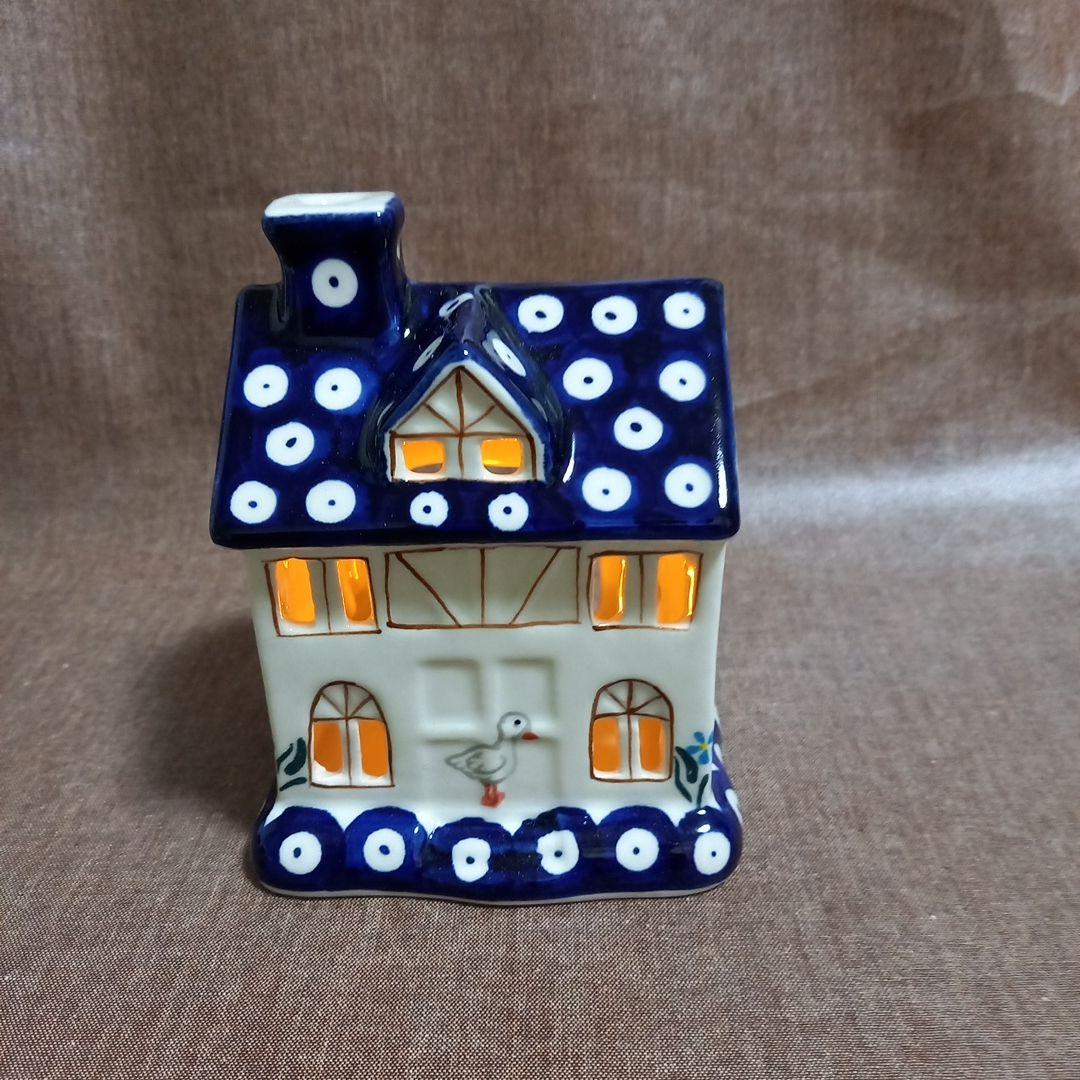 新品　ポーリッシュポタリー　ミレナ　キャンドルホルダー　コウノトリ