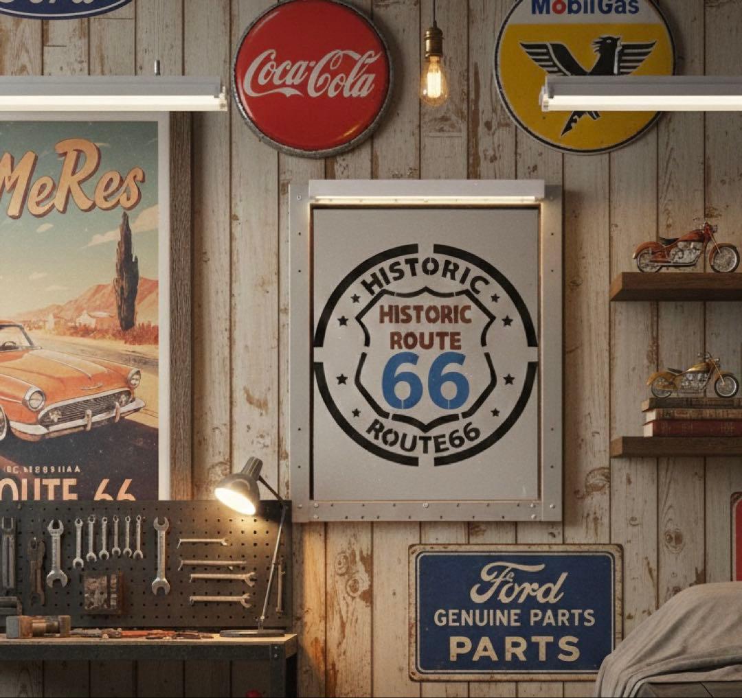 特大パブミラー　ROUTE66 アメリカン　インダストリアル