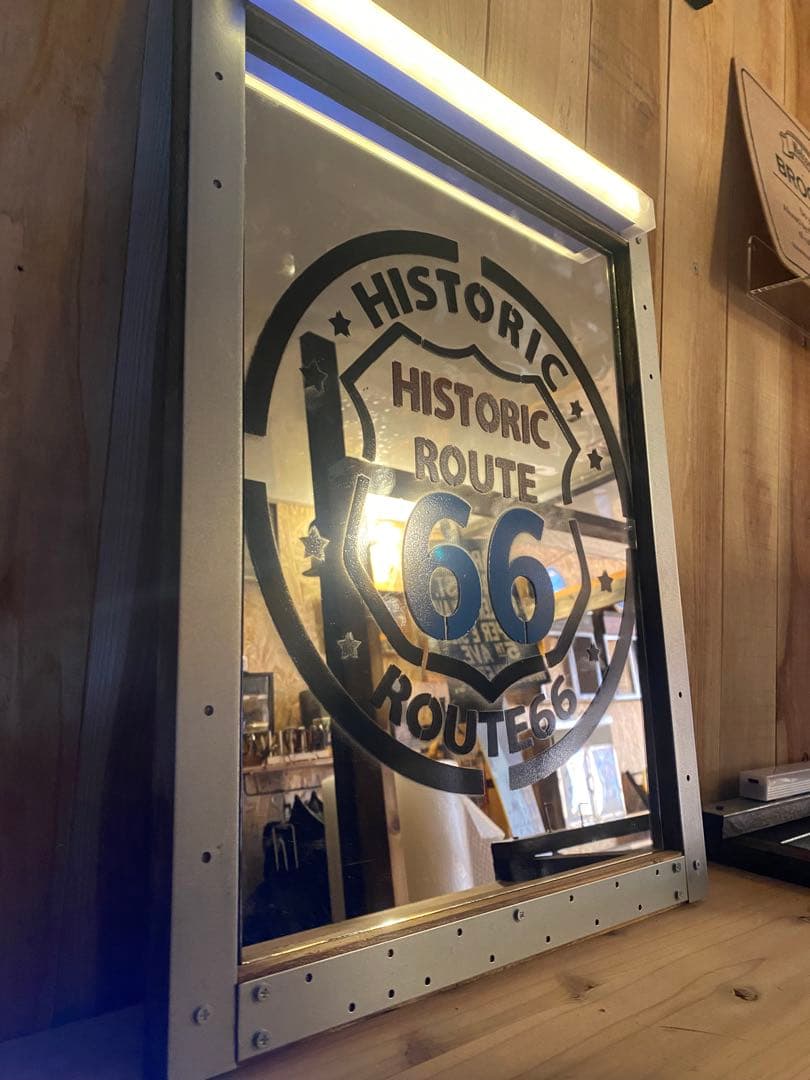 特大パブミラー　ROUTE66 アメリカン　インダストリアル