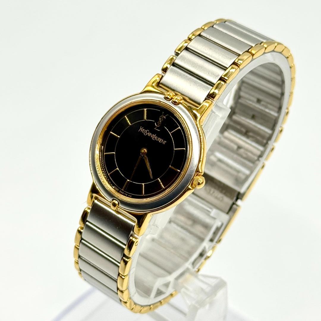 稼働品 YSL イヴサンローラン 腕時計 黒文字盤 ２針 2200-228481