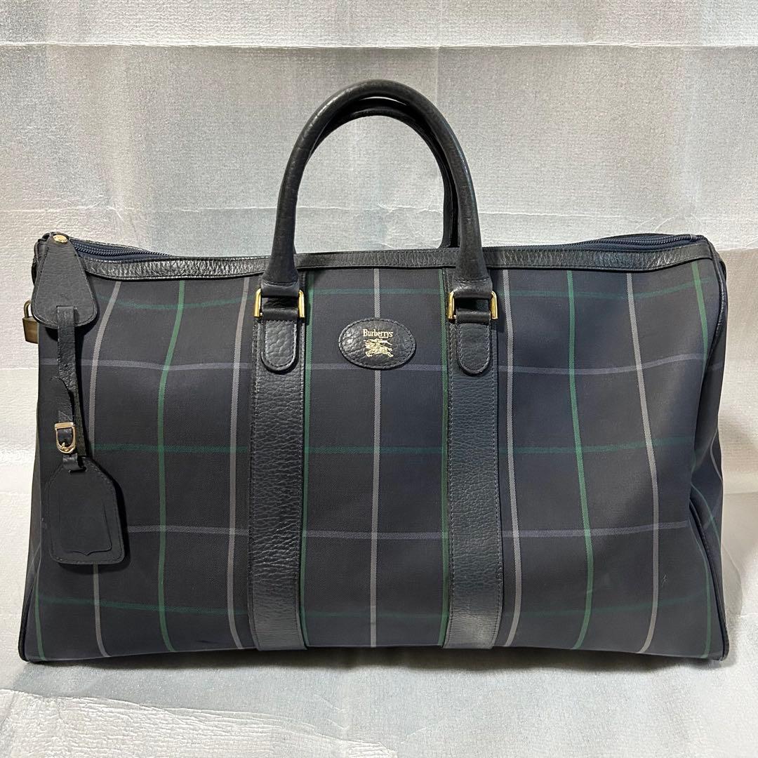 Burberrys バーバリー キャンバス チェック柄 ボストンバッグ トラベル