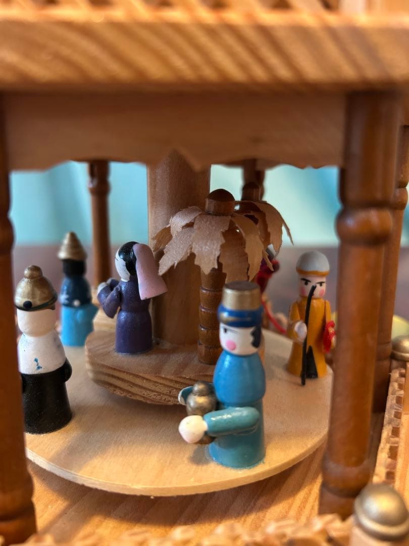 年代物　昭和レトロ　クリスマスピラミッド 44cm 木製　箱付き