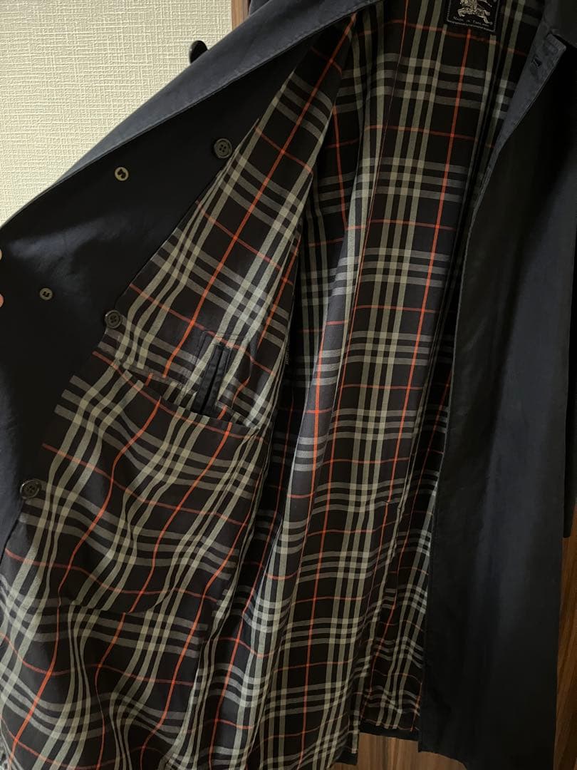 burberry ネイビー ステンカラーコート　1970〜80年代　イギリス製