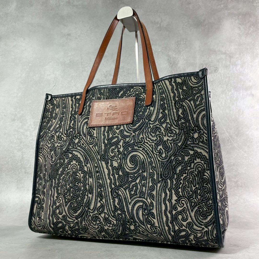 ETRO エトロ　トートバッグ　ペイズリー　総柄　レザートートバッグ