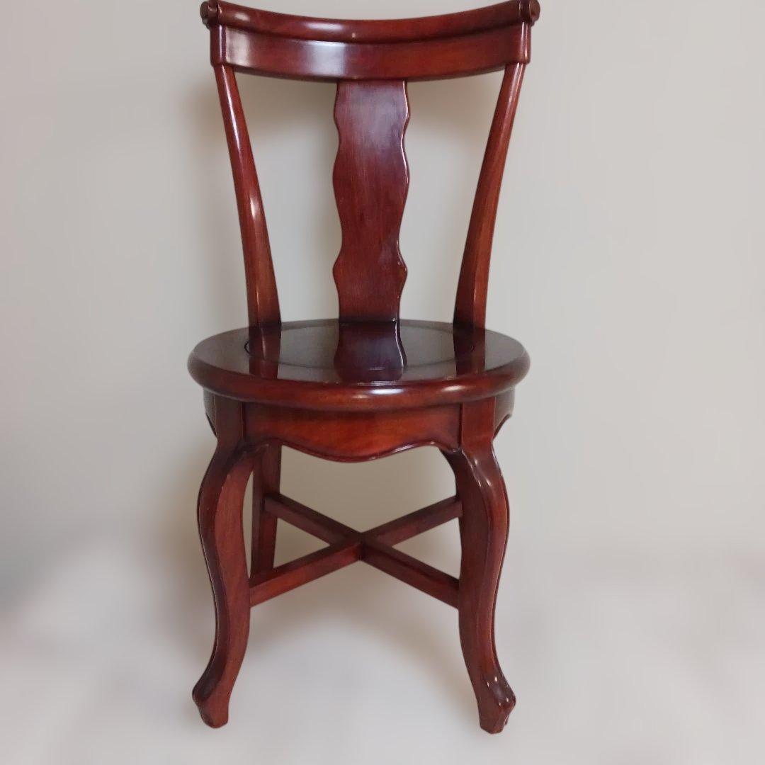 【美品/唐木家具】花梨 無垢材 ダイニングチェア 飾り椅子 アンティーク