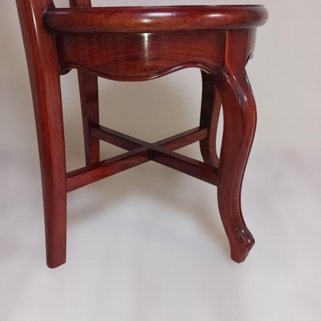 【美品/唐木家具】花梨 無垢材 ダイニングチェア 飾り椅子 アンティーク