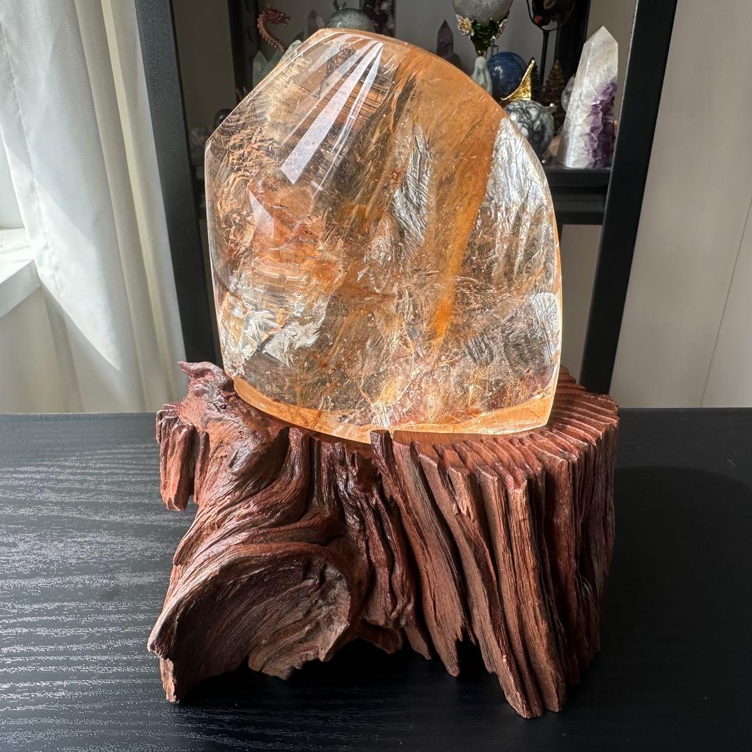 天然石ルチルクォーツ共生ファイアクォーツの原石　置物NO.031204