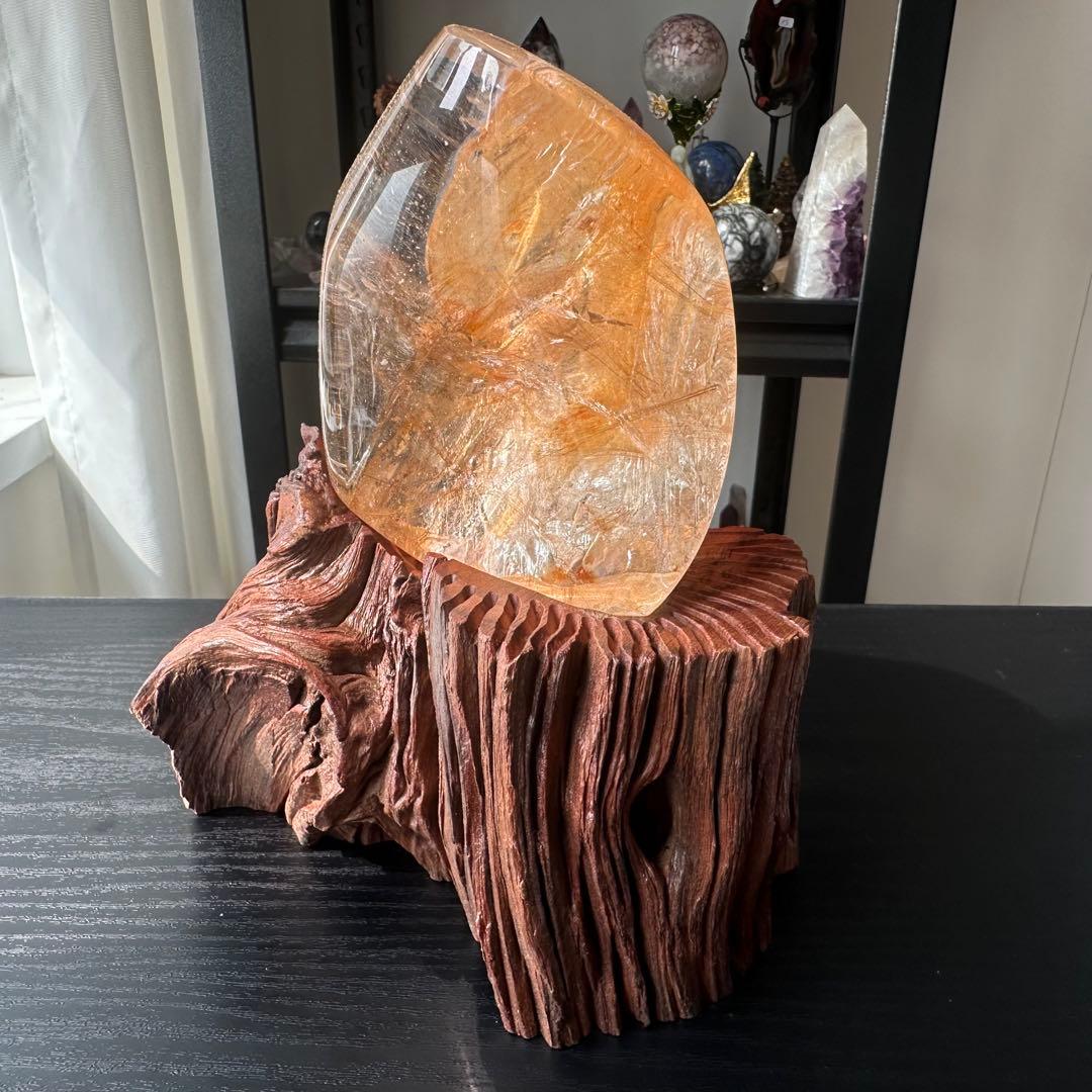 天然石ルチルクォーツ共生ファイアクォーツの原石　置物NO.031204