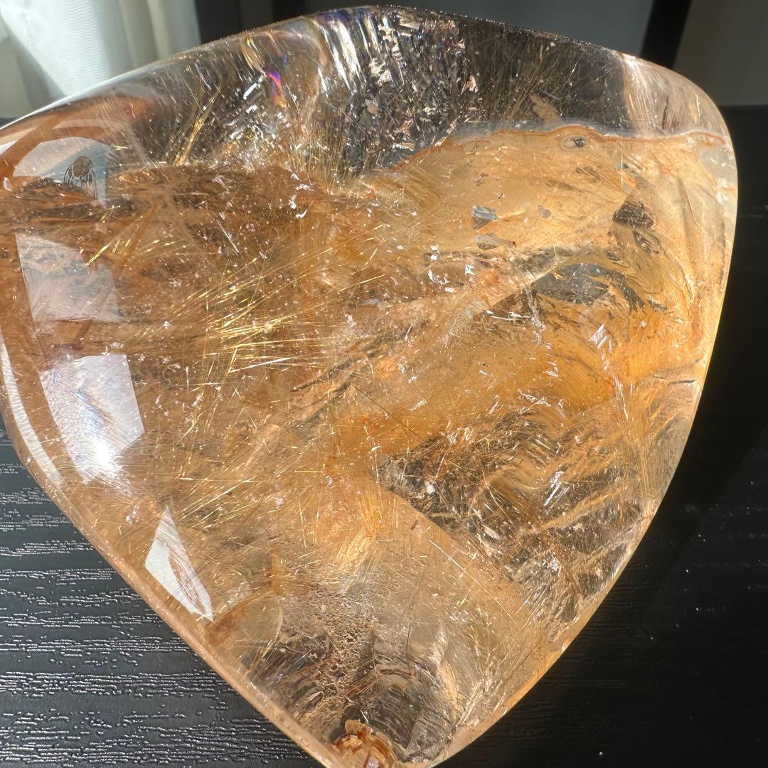 天然石ルチルクォーツ共生ファイアクォーツの原石　置物NO.031204