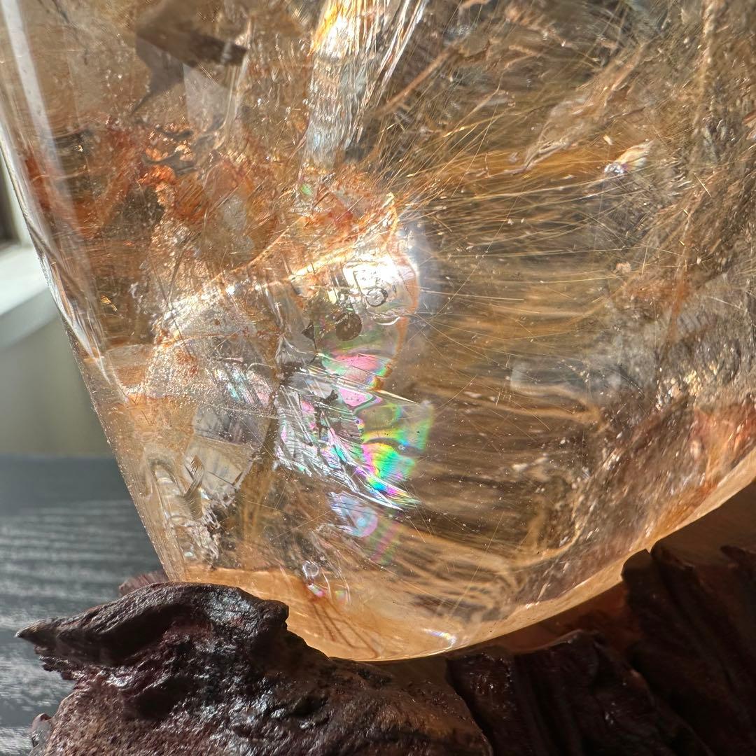 天然石ルチルクォーツ共生ファイアクォーツの原石　置物NO.031204