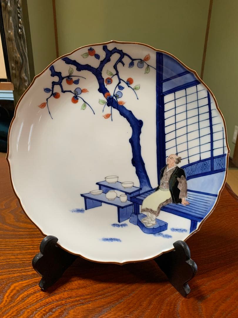 13代柿右衛門　額皿　染錦初代画