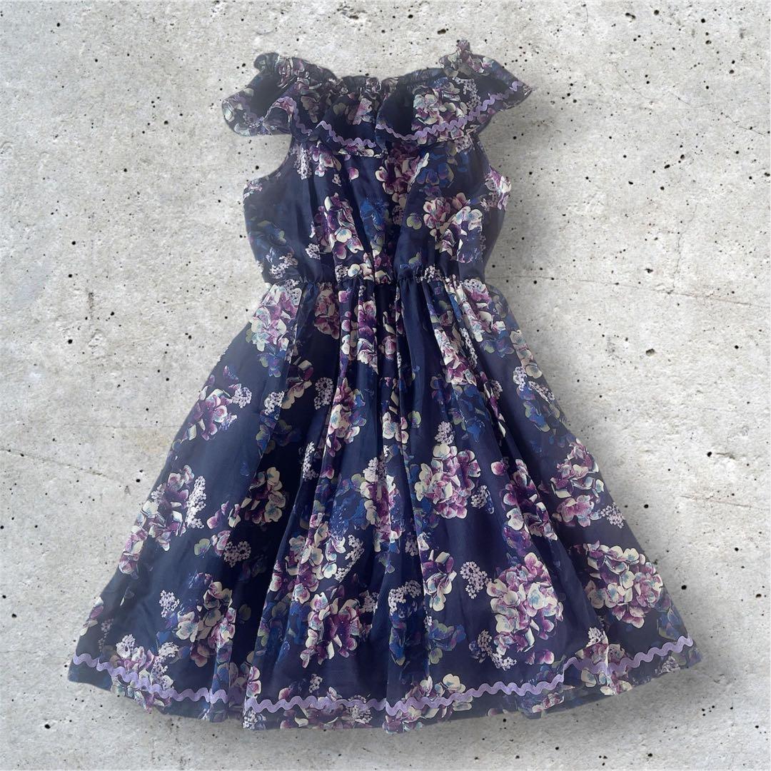 【美品】アナスイミニ　フラワープリント　フレアスカートワンピース　160㎝