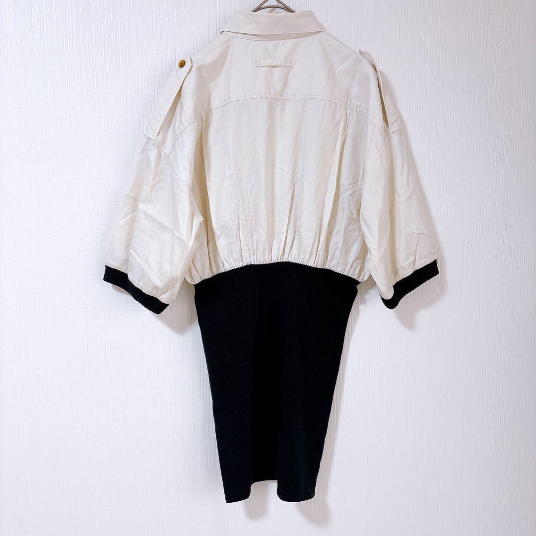 ジャンポールゴルチエ　半袖　バイカラー　ブラウス　シャツ　変形　アシンメトリー