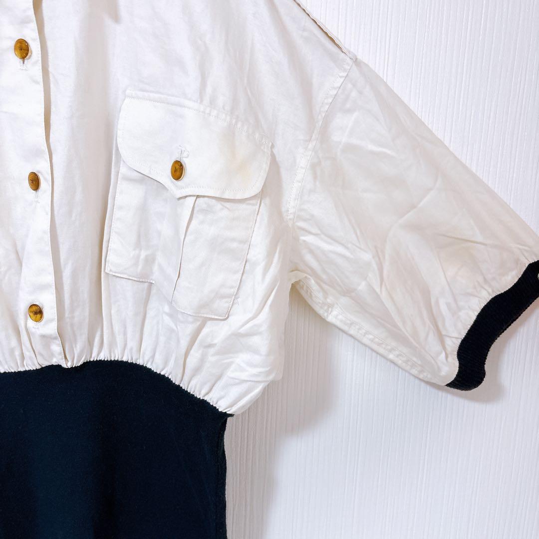 ジャンポールゴルチエ　半袖　バイカラー　ブラウス　シャツ　変形　アシンメトリー