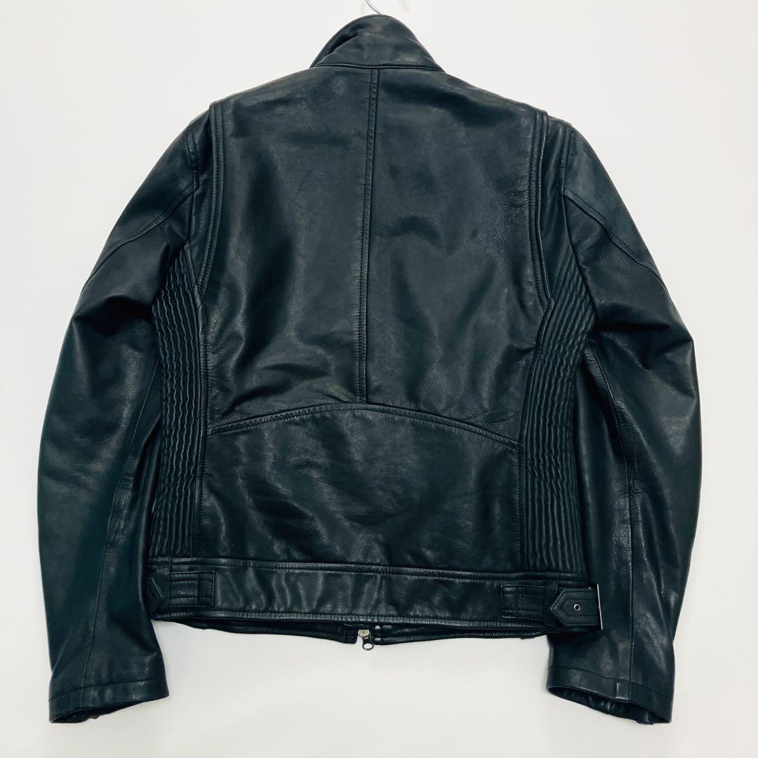【希少サイズ】　JUNMEN シングルライダースジャケット　山羊革　本革　ベルト