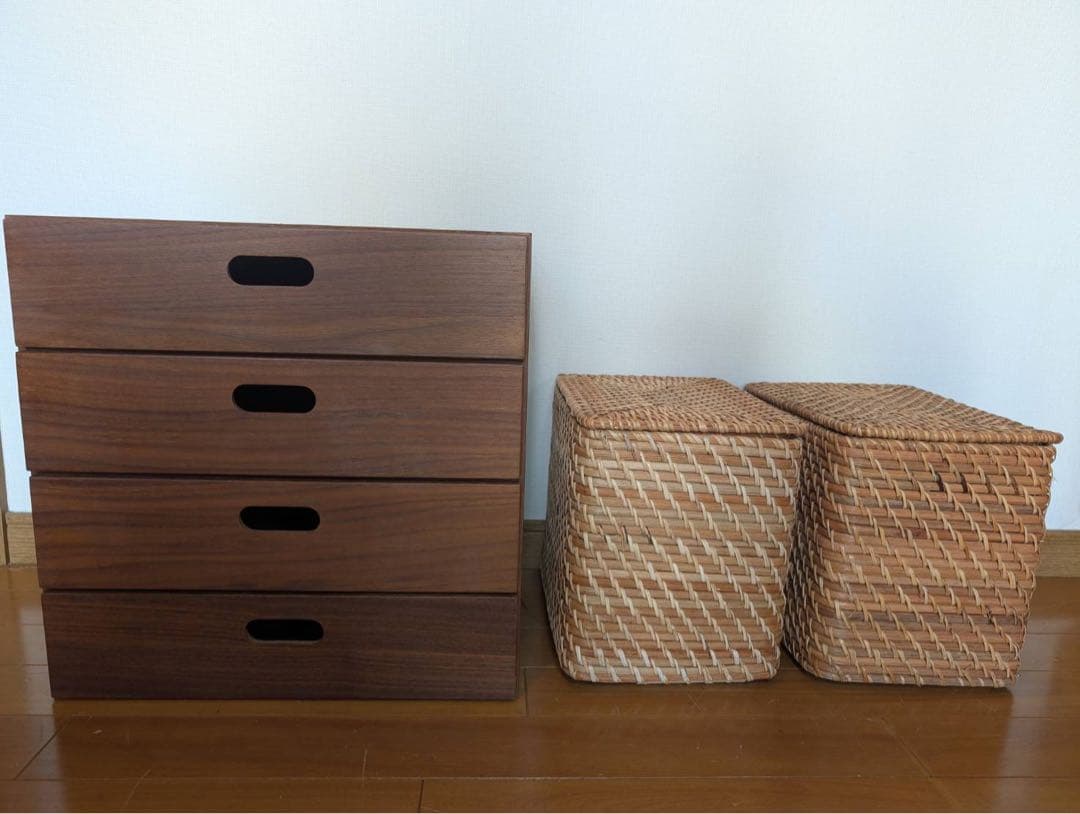 ■送料込■無印良品 スタッキングシェルフインサート 引出 ラタンバスケット